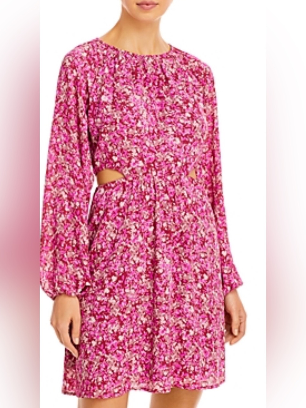 AQUA Printed Cutout Dress In Berry Floral